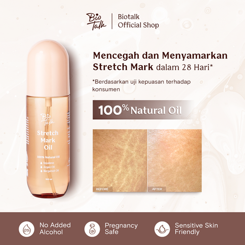 [NEW LAUNCH] Biotalk Stretch Mark Oil | 100ml | 100% Natural Oil | Mencegah & Menyamarkan Stretch Mark