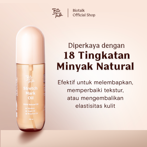 [NEW LAUNCH] Biotalk Stretch Mark Oil | 100ml | 100% Natural Oil | Mencegah & Menyamarkan Stretch Mark
