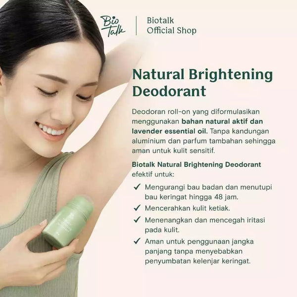 [NEW LAUNCH] Biotalk Natural Brightening Deodorant | 30ml | Non Aluminium | Natural | Deodoran Alami | Menahan Bau Badan dan Mencerahkan Ketiak