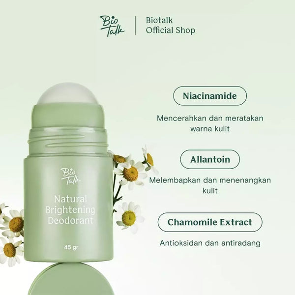 [NEW LAUNCH] Biotalk Natural Brightening Deodorant | 30ml | Non Aluminium | Natural | Deodoran Alami | Menahan Bau Badan dan Mencerahkan Ketiak