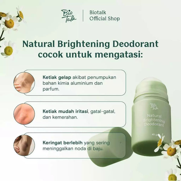 [NEW LAUNCH] Biotalk Natural Brightening Deodorant | 30ml | Non Aluminium | Natural | Deodoran Alami | Menahan Bau Badan dan Mencerahkan Ketiak