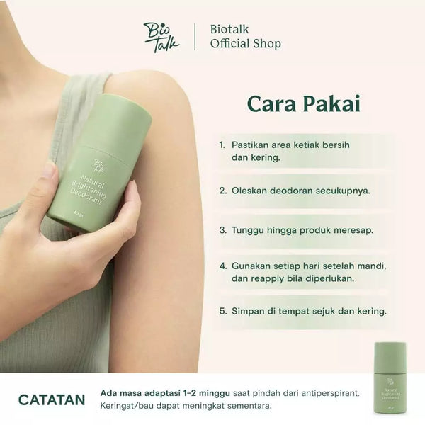 [NEW LAUNCH] Biotalk Natural Brightening Deodorant | 30ml | Non Aluminium | Natural | Deodoran Alami | Menahan Bau Badan dan Mencerahkan Ketiak