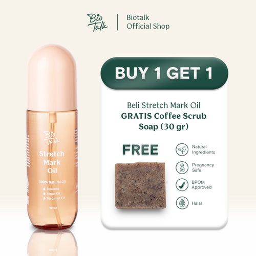[BUY 1 GET 1] Biotalk Stretch Mark Oil + Coffee Scrub Soap 30GR