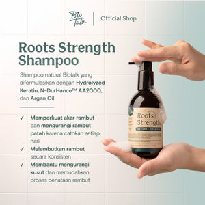Biotalk Bundle Roots Strength Shampoo + Cool and Calming Shampoo + Conditioner I Bundle Complete Hair Routine I Non SLS/SLES I Non Silicone I Natural I Merawat Rambut Rontok I Melembutkan dan Menenangkan Kulit Kepala Sensitif Normal Eksim Psoriasis
