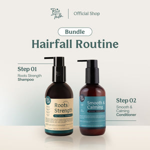 Biotalk Bundle Roots Strength Shampoo + Conditioner I Bundle Hairfall Routine I Non SLS/SLES I Non Silicone I Natural I Merawat Rambut Rontok dan Merawat Rambut Rusak I Aman Digunakan untuk Kulit Kepala Sensitif Normal Eksim Psoriasis