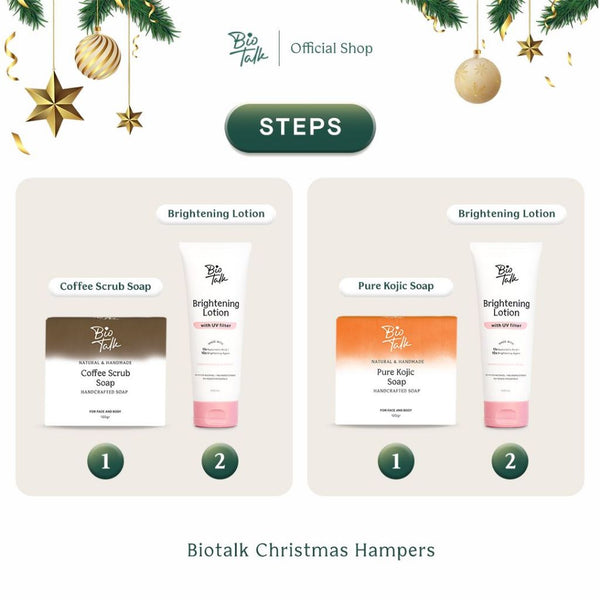 Biotalk Natal Hampers | Brightening Lotion | Pure Kojic Soap | Coffee Scrub Soap
